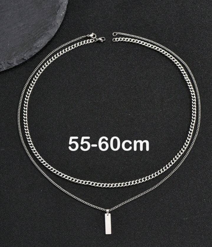 Collier double à pendentif rectangle - Du Chic Chez Vous
